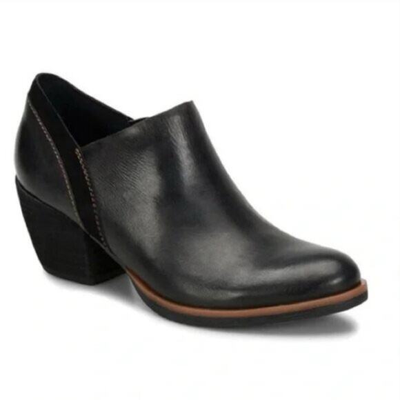 Kork Ease Raynor Black Leather Ankle Height Side Zip Booties Size 7.5